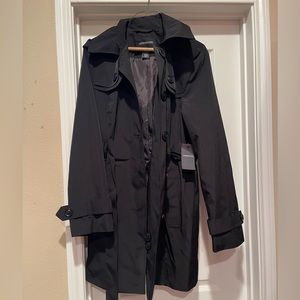 London Fog Hood Belted Rain Jacket Ladies